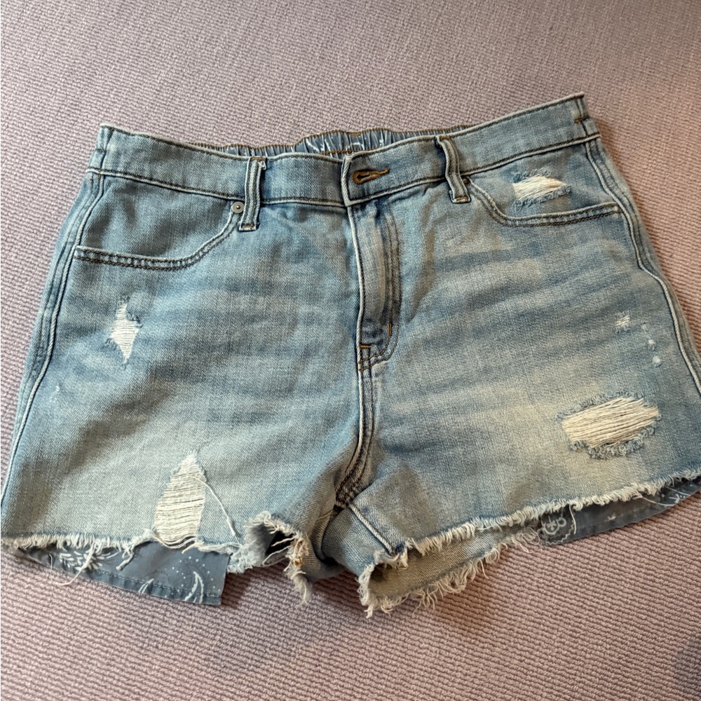 Aerie distressed denim shorts with elastic waistband